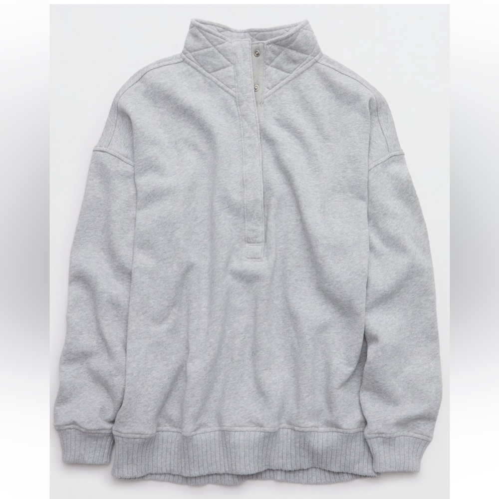 Aerie Oh Snap! Medium Heather Gray Sweatshirt Size Large, NWT - Picture 5 of 7